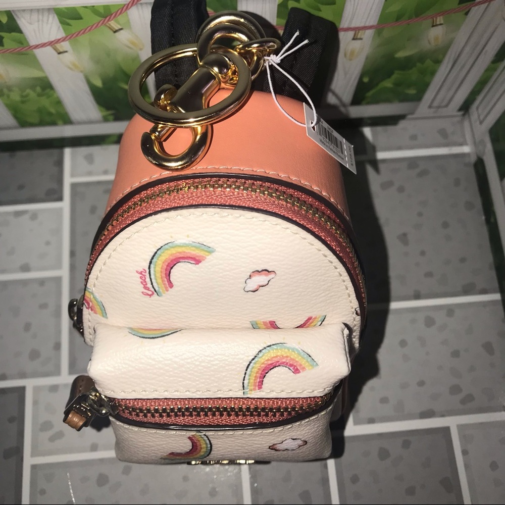 Mini backpack coin case Coach Rainbow Allover